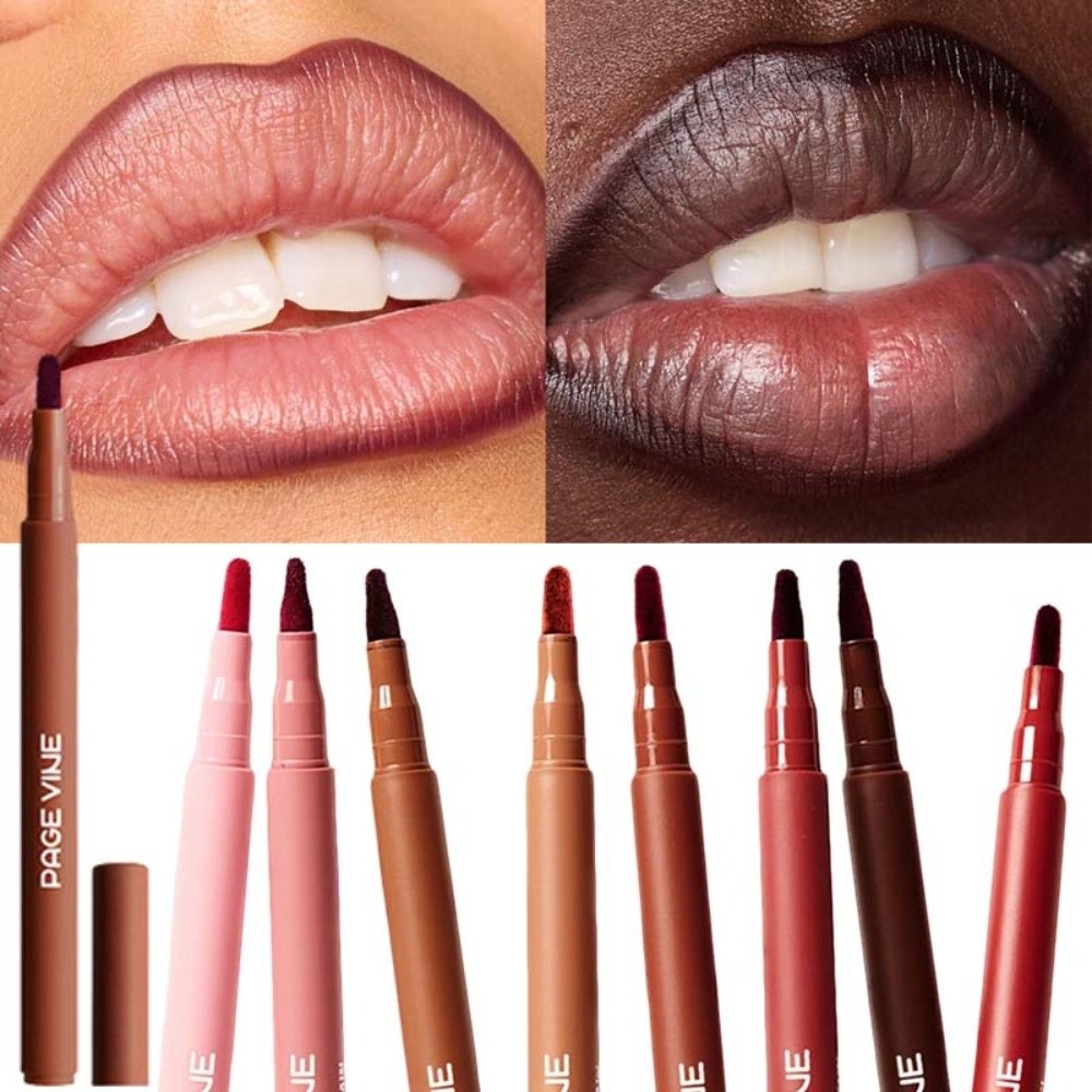 Matte Velvet Lip Tint Long Lasting - Lápis Delineador Labial Marrom Aveludado, Acabamento