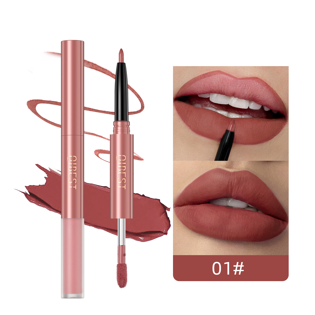 Matte Velvet Lip Tint Long Lasting - QIBEST 2 em 1 Gloss Labial